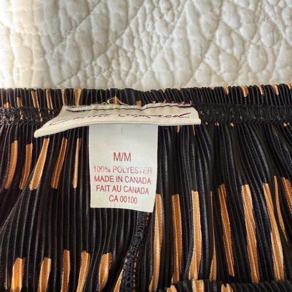 Vintage Carroll Reed Black Gold Pleated Midi Skirt Womens Size Medium 90s - Picture 6 of 9